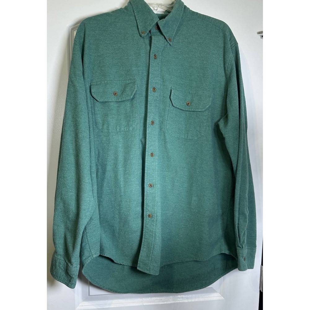 Lands‎ End Mens XL Green Button Down Long Sleeve Flannel Shirt  Gorpcore Cozy